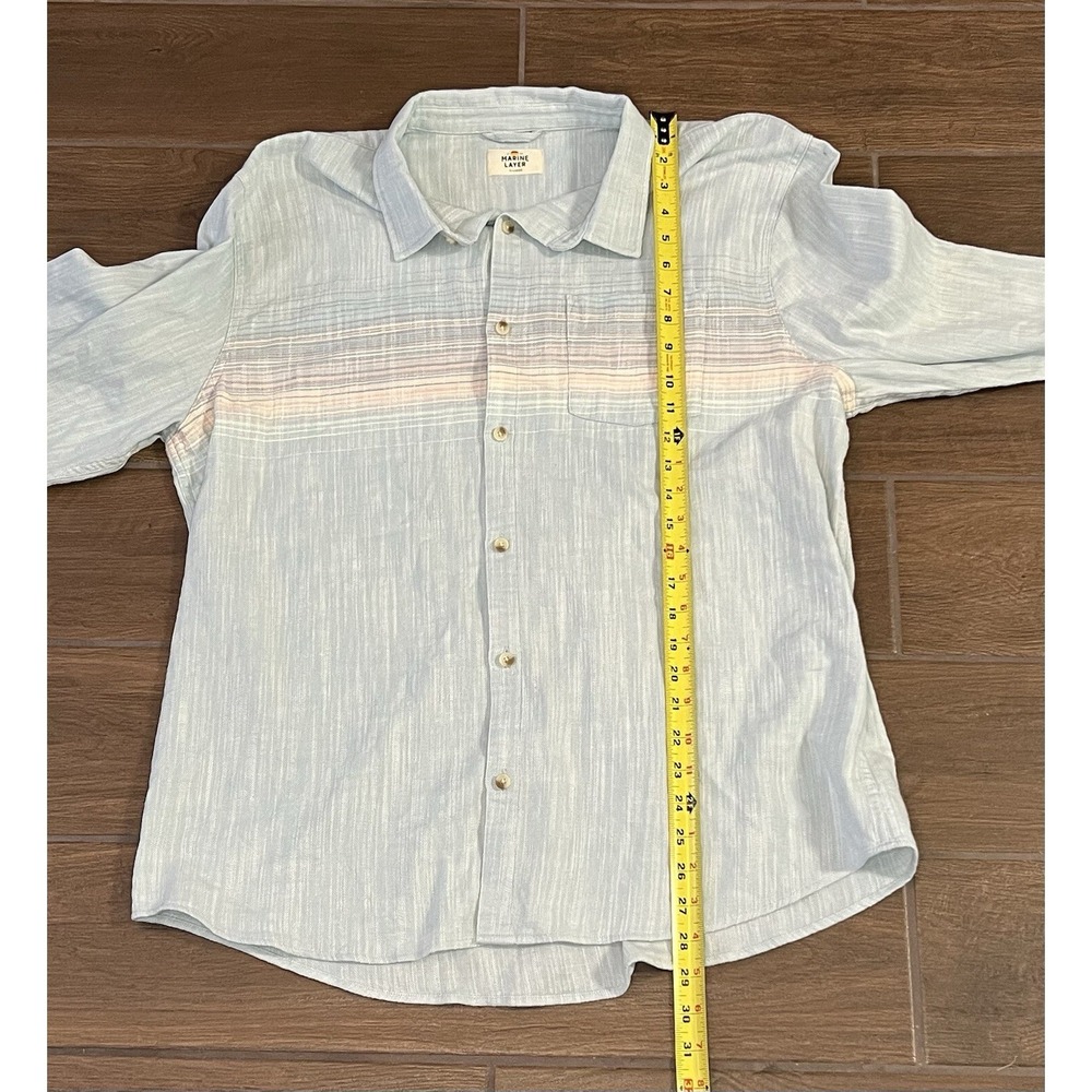 Marine Layer Men's Shirt XL Blue Stretch Selvage Soft Sustainable - Picture 2 of 7
